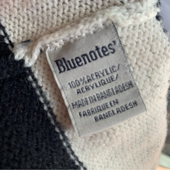 Bluenotes Ladies Medium Black and White Stripped Sweater - Picture 4 of 7